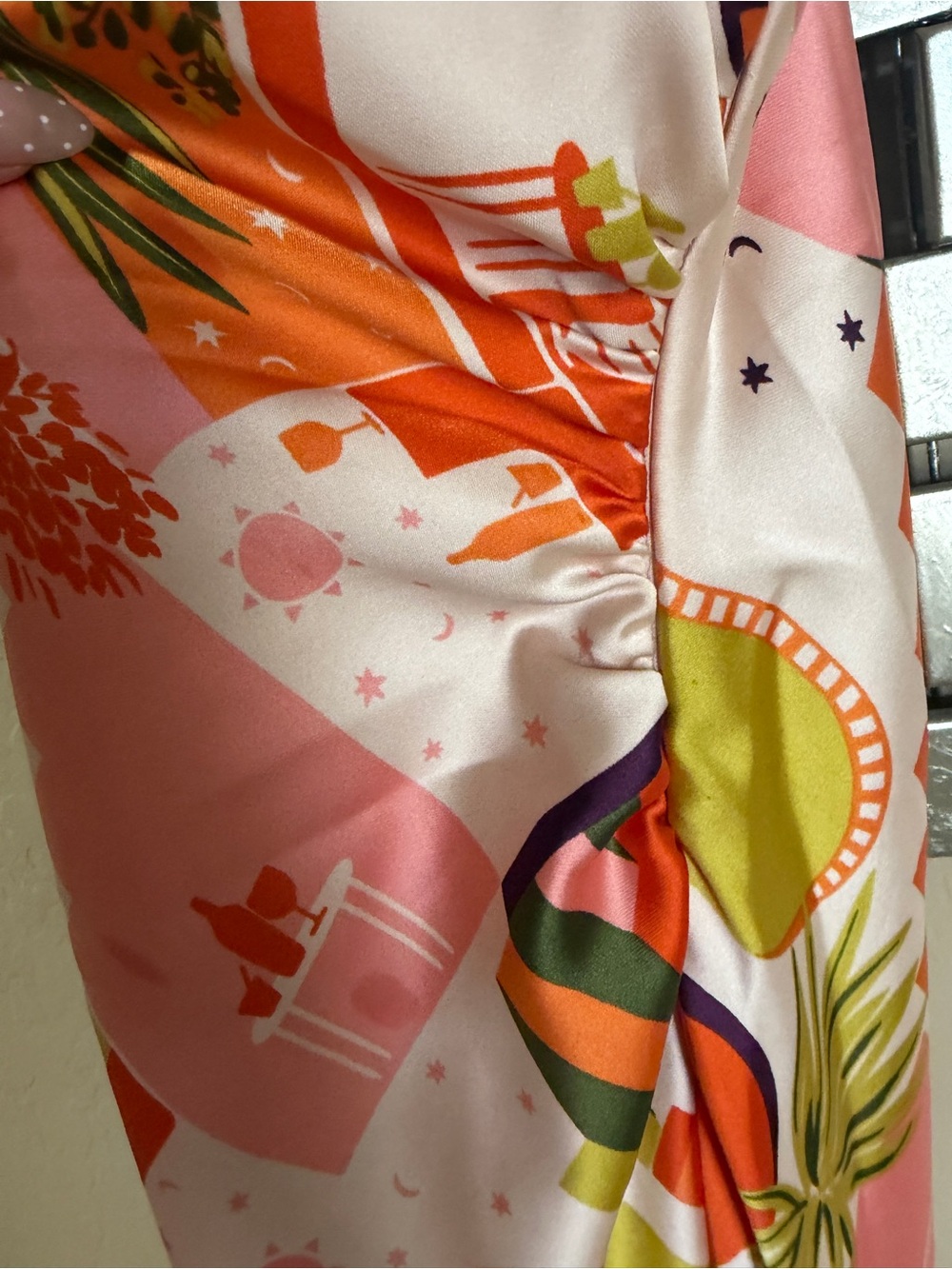 House of Harlow 1960 Satin Printed Ruched Maxi Dress w/ Slit – Size M – NWT - Picture 4 of 7